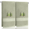 SmoothNovelty 2 Pcs Forest Hand Towels Gray Green Bathroom Decor 14x29 Inch Embroidered 100% Cotton Soft Absorbent Nature Scene Decorative Hand Towels for Bathroom Kitchen - style: Forest