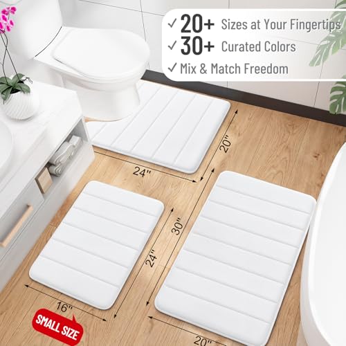 OLANLY Memory Foam Toilet Rugs U Shaped 24x20, Super Soft Absorbent Contour Bath Rugs, Quick Dry, Machine Washable Toilet Mat, Bathmat Floor Carpet, Bathroom Home Decor Accessories, White - color: White, size: 24" X 20" Contour Rug