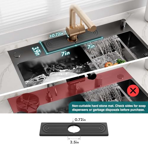 eormoe Diatomite Kitchen Faucet Mat - 14Inch Water Absorbing Stone Tray for Sink, Stone Fast-Drying Faucet Mat for Kitchen Counter Sink Accessories (Dark Grey, 14'' x 3.9'') - color: Dark Gray, size: 14" x 3.9"