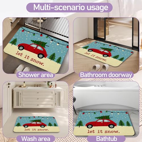 Winter Snow Bathroom Rugs Mat, Super Absorbent Quick Drying Floor Mat for Bathroom Entryway 17"x30" - color: Winter Snow