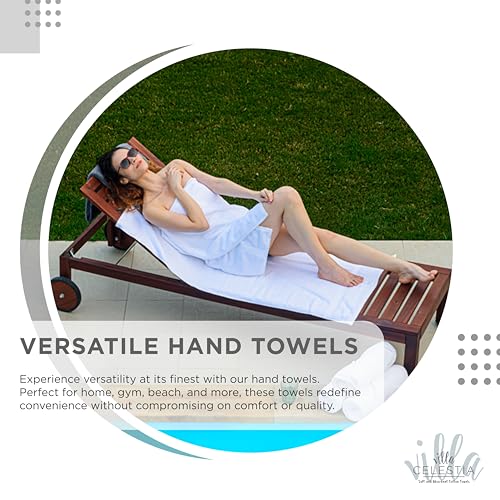 Villa Celestia Cotton Hand Towels Set of 4, 16 x 28, Oeko-TEX Certified, Quick Dry, White - color: White, size: Hand Towel - Pack of 4
