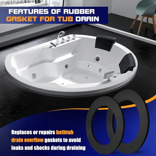 10-Pack Rubber Tub Drain Gasket, 1-3/4-Inch by 2-5/8-Inch, Bathtub Overflow Gasket Seal, Silicone Bathtub Drain Stopper - Prevent Tub Leakage