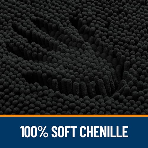 OLANLY Bathroom Rugs Sets 3 Piece, Soft Absorbent Chenille Bath Mats and U-Shaped Contour Toilet Rug, Quick Dry, Home Decor Accessories, Bath Mat Set for Bathroom (30"x20"+24"x16"+24"x20", Black) - color: Black, size: 30" X 20" + 24" X 16" + U24" X 20"