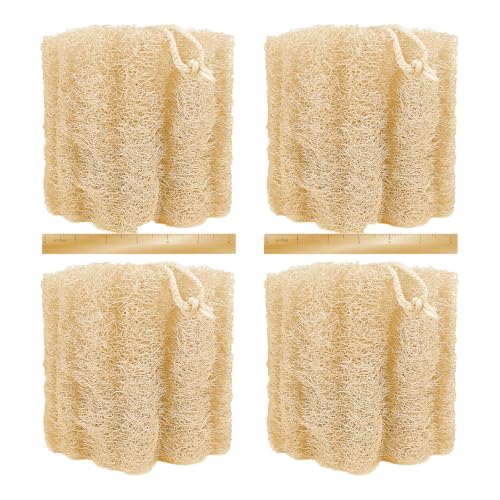 4 Pack HungkaTurn Natural Egyptian Loofah Body Scrubber, 100% Organic Luffa Exfoliating Sponge for Men&Women, Gentle Skin Cleansing Shower Scrubber for Radiant Smooth Skin, Large Spa-Grade Body Loofa. - color: Beige Body Scrubber, size: 1 Count (Pack of 4