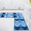 Tindbea Bathroom Rugs and Mats Sets 2 Pieces, Non-Slip Soft and Absorbent Microfiber Bath Rug Mat and Runner for Bathroom, Quick Dry Machine Washable (20" x 47" Plus 20" x 32", Blue) - color: Blue