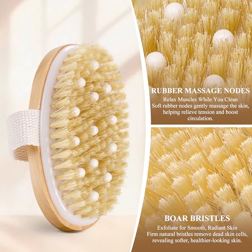 7-in-1 Body Brush Set for Shower & Dry Brushing – Long Handle Back Scrubber, 3 Replaceable Bristle Heads, Silicone Face Cleanser & Loofah – Exfoliating, Smooth Skin & Home Spa Kit - color: Set 2
