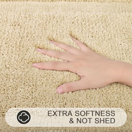 SHACOS Microfiber Bathroom Rugs Set of 3 with Toilet Lid Cover Non Slip | Washable Bath Mat Absorbent Bathroom Carpet 16"x24"+U Shape Toilet Rug 20"x24"+Toilet Lid Cover 19"x21", Beige - color: Beige, size: 16"x24"+U-Shape 20"x24"+Lid Cover 19"x21"