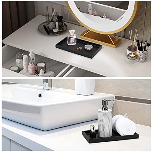 Emibele Bathroom Vanity Tray Countertop, 10" Rectangular Marble Resin Tray | Dresser Kitchen Sink Tray, for Jewelry Cosmetic Perfume Soap Candle, Lightweight Waterproof Tray, Medium, Matte Black - color: Matte Black, size: 10" x 6.1" x 0.8"
