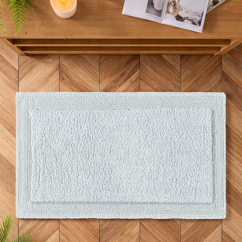 Bedding Craft Bathroom Bath Mat Rug, 17x24, Silver Grey | 100% Cotton, Reversible, Water Absorbent, Machine Washable, Soft - color: Silver Grey, size: 1'5" x 2' (Rectangular)