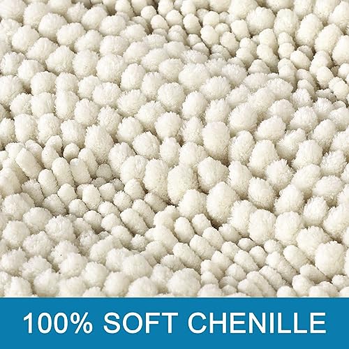 H.VERSAILTEX Bath Mats for Bathroom Non Slip Thick Chenille Striped Bath Rug Absorbent Fluffy Soft Shaggy Rugs Washable Dry Fast Plush Mats for Indoor, Bath Room, Tub - 17" x 24", Cream - color: Cream, size: 17" x 24"