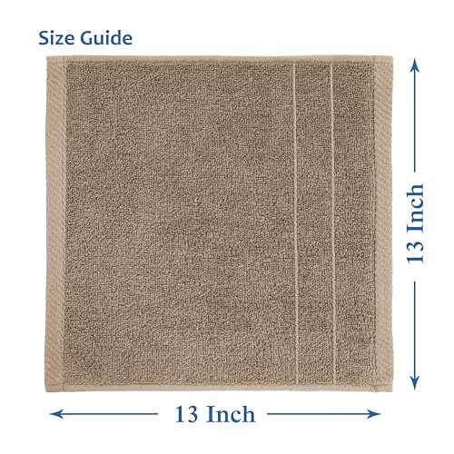 Casa Platino Washcloths Set - 12 Soft Cotton Washcloths for Bathroom - 13x13 inches - Well Stitched Edges, Softer, Highly Durable, True to Color & Fade Resistant - Ideal Wash Cloths for Body - Taupe - color: 05: Taupe, size: 12 Piece Wash Cloth