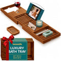 SereneLife Premium Bathtub Tray Caddy with Gift Box and Bow Set, Expandable Bath Tray, Unique House Warming Gifts for Mom, Women, Wedding, Anniversary, Bridal Shower, Fit for All Tub - Brown, Gift Set - color: Brown, Gift Set