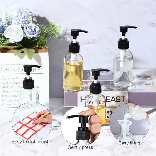 Tanlade 12 Pcs Glass Pump Bottle Dispenser 4 oz Travel Bottles with Pump Refillable Glass Containers for Toiletries Lotion Liquid Soap Shampoo Essential Oils Cosmetic Travel Accessories(Clear) - color: Clear