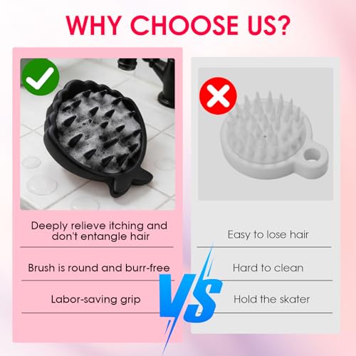 Silicone Scalp Massager Hair Growth,Hair Scrubber Scalp Stimulator Exfoliator Brush with Soft Bristles for Wet Dry Scalp Care (Black) - color: Black