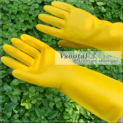 8 Pairs Reusable Household Cleaning Gloves, Rubber Kitchen Dishwashing Gloves,Extra Thickness, Long Sleeves, for Washing Dishes, Pet Care(Medium, Yellow) - size: Medium (Pack of 8)