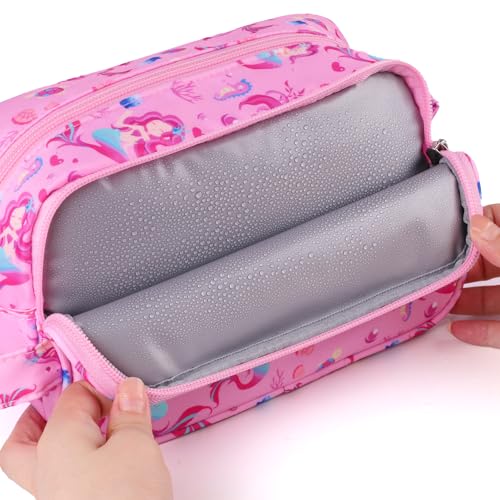 Mermaid Kids Toiletry Bag for Girls, Travel Toiletry Bag for Little Young Girls Cosmetic Bag Makeup Bag Waterproof Hanging Wash Bag Toddler Toiletries, Pink - color: Pink Mermaid