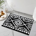 Uphome Boho Bathroom Rugs Black Tribal Bath Mat Western Non-Slip Absorbent Bath Rug Plush Soft Farmhouse Geometric Bathroom Floor Mat for Shower Toilet Tub, 18x26 inch - size: 18x26 inch