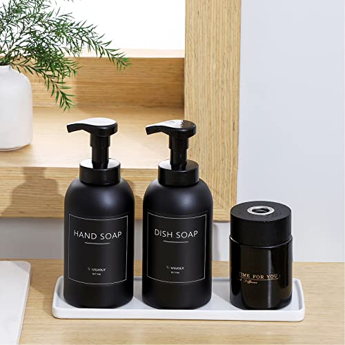 Foaming Hand Soap Dispenser Glass Jar Foam Dish Soap Dispenser for Bathroom and Kitchen Sink, Liquid Pump Bottle for Shampoo, Body Wash, Black, 2 Pack - color: Black