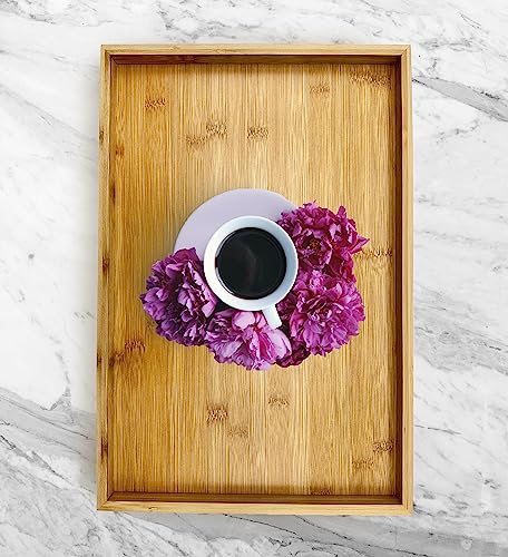 Natural Bamboo Serving Tray Platter 17.75 x 11.8 Rectangular, Bamboo - color: Bamboo, size: 17.8" x 11.8" x 1.2"