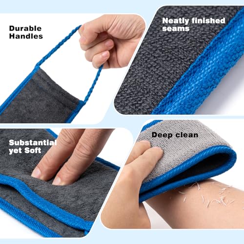 Back Scrubber for Shower, Navy Blue and Gray Exfoliating Body Wash Strap with Handles, 2 Pack