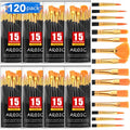 AROIC Acrylic Paint Brush Set,8pack/120pcs Nylon Hair Acrylic Paint Brushes,Oil Watercolor Rock Face Paint Brushes, Artist Craft Paint Brush Supplies, for All Purposes Kids Adult Painting. - size: 120pcs-black