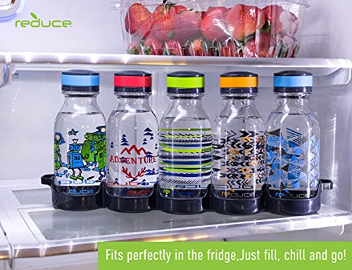 REDUCE WaterWeek Refillable Water Bottles, 14 oz - Includes 5 WaterWeek Leak Proof Tritan Reusable Water Bottles - Includes Fridge Tray - Berry Fun - color: Berry Fun, size: 14 Ounces