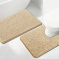 Bathroom Rugs Chenille, Extra Thick and Absorbent, Non-Slip, Machine Washable, Dry Quckily, Soft Cozy Plush, Used Under Shower Bathtub and Sink, Bath mat Sets Camel - color: Beige, size: 20 x 32 inch + 20 x 20 inch (U-Shape)