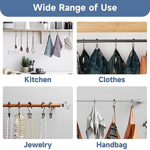 Titanker Shower Curtain Hooks Rings, Rust-Resistant Metal Double Glide Shower Hooks for Bathroom Shower Rods Curtains, Set of 12 Hooks - Bronze - color: Bronze, style: Modern