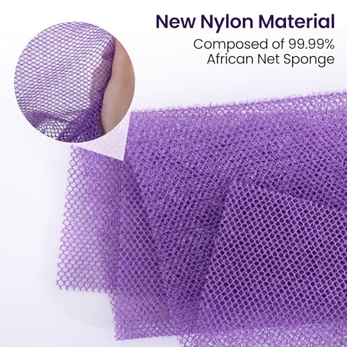 African Bath Sponge African Net Long Net Bath Sponge Exfoliating Shower Body Scrubber Back Scrubber Skin Smoother,Great for Daily Use,6 Colors - color: Black,blue,coffee,purple,yellow,pink