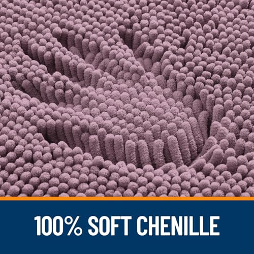 OLANLY Bathroom Rugs Sets 2 Piece, Soft Absorbent Chenille Bath Mats Area Rug Set, Non-Slip, Quick Dry, Machine Washable Bath Mats for Bathroom, Home Decor Accessories (30"x20"+24"x16", Deep Plum) - color: Deep Plum, size: 30" X 20" + 24" X 16"