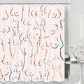 JAWO Fun Boobs Shower Curtain,Funny Shower Curtains, Pink Nude Female Body Hilarious Art Fabric Bathtub Curtains Set Accessories,Cute Boob Women Female Body Abstract Bathroom Curtain with Hook - color: Pink, size: 47"W x 64"L (Pack of 1)