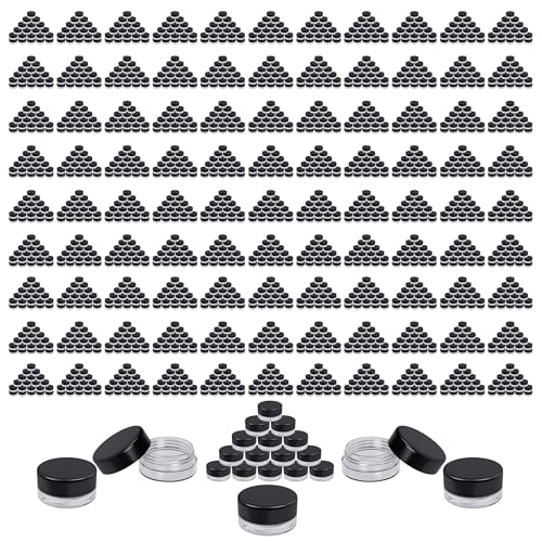 Houseables 3 Gram Jar, 3 ML Jar, BPA Free, Black, 2000 Pack, Cosmetic Empty Container, Plastic, Round Pot, Screw Cap Lid, Small Tiny 3g Bottle, for Make Up, Eye Shadow, Nails, Powder, Paint - color: Black, size: 2000 Pack