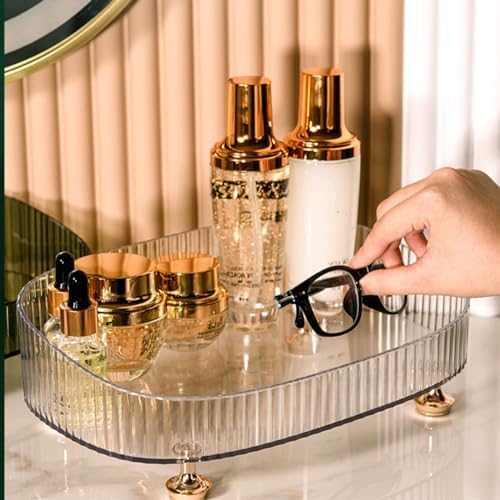 Makeup Perfume Organizer, Vanity Tray, Cosmetic Skincare Tray, Countertop Organizer for Bathroom, Clear - color: Clear