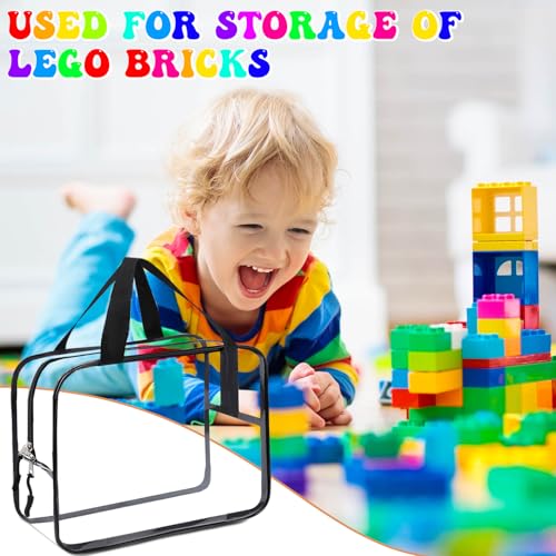 8 Packs XL Toy Storage Bags, Reusable Clear PVC Board Game Storage, Toy Storage Organizer Bags with Zipper for Building Blocks, Puzzle and Handmade Accessories, Clear Toiletry Bag - color: Black, size: X-Large