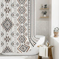 HunnmingRe Western Shower Curtain Waffle Southwest Aztec Geometric Stripes Fabric Shower Curtain Set with Hooks for Bathroom 72 x 72 Inches Farmhouse Boho Bath Curtains(Brown) - color: Brown
