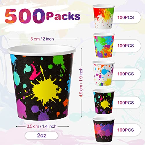 Tiamon 500 Pack 2 oz Paper Cups, Mini Mouthwash Disposable Bathroom Small Paper Drinking Espresso Cups for Home Office Travel Picnic Party Supplies(Artist Paint) - style: Artist Paint