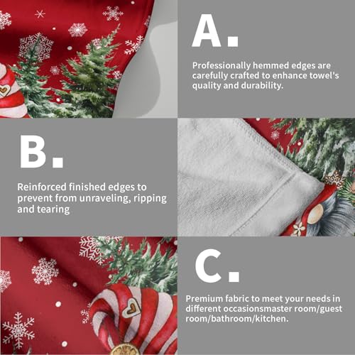 Red Christmas Cute Gnomes Hand Bath Towel Set of 2 Winter Snowflake Towel 14"x28" Winter Gnomes Hand Towels for Bathroom Soft Highly Absorbent Xmas Fingertip Towel for Home Farmhouse Hotel SPA Gym - color: Christmas Cute Gnomes