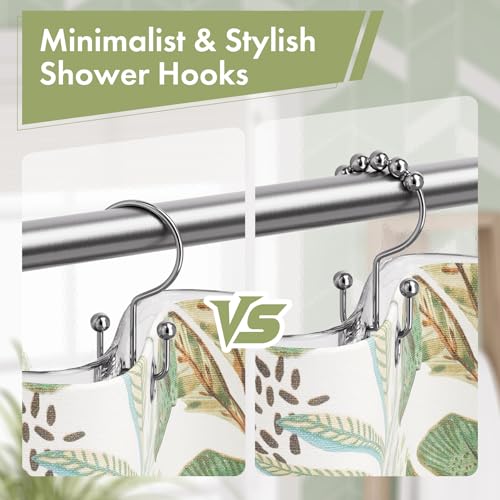 Amazer Shower Curtain Rings, Rust-Resistant Metal Double Shower Hooks for Curtain Rolling Shower Curtain Hooks Rings Shower Rings for Bathroom Shower Curtain Rod, Chrome, Set of 12 Rings - color: Chrome, style: Modern - Double Hooks
