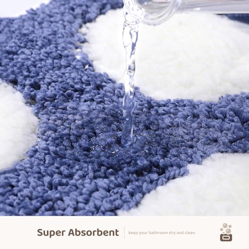 Molesun Paw Shaped Bath Mat, Cute Bathroom Rug Non-Slip, Soft Microfiber Water Absorbent Thick Shower Rug, Machine Washable Bath Rug for Bathroom Bedroom, Blue, 17x23 - color: Blue