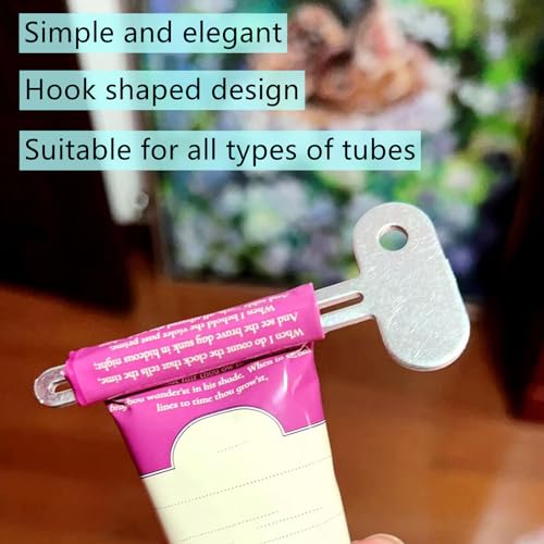Toothpaste Squeezer, 4 Pcs Metal Manual Toothpaste Squeezer Roller Stainless Steel Tube Squeezer Toothpaste Squeezer Dispenser Hand Cream Tube for Saving Toothpaste Facial Cleanser Bathroom