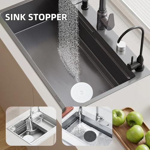 Tub Stopper 2PCS,Bathtub Drain Stopper,6 inches Bathtub Tub Drain Cover Stopper,Silicone Drain Plug,Kitchen Bathroom Hair Water Shower Stopper,Large Bathroom Laundry Accessories (White/Black) - color: White/Black