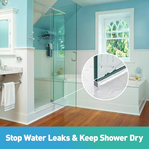 Shower Dam, 2 PCS 3/8" X 3/8" (WxH) Shower Threshold Water Dam,36In Clear Acrylic Shower Bottom Seal Stop Shower Leaks and Create a Water Barrier - size: 3/8" X 3/8"(WxH)