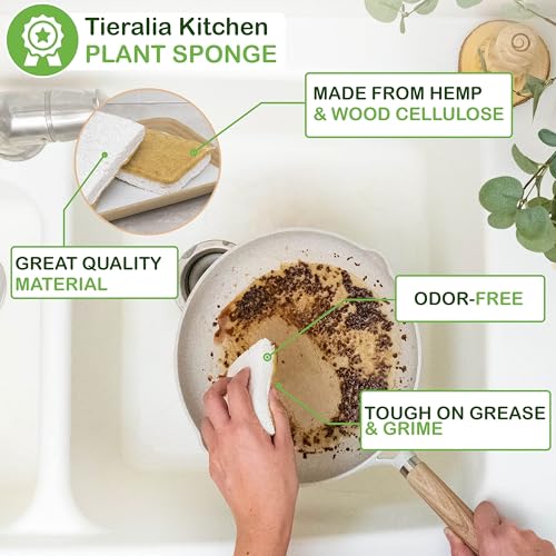 Tieralia Bamboo Dish Brush Gift Set – 5-Piece Kitchen Cleaning Set with Bottle Brush, Round Scrub Brush, Palm Brush & 2 Plant-Based Sponges | Wooden Handle Cleaning Tools for Dishes & Surfaces