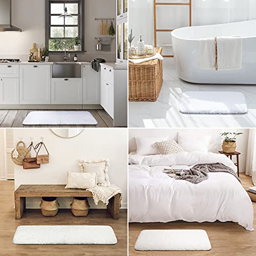 Ashler Bathroom Rugs Sets 2 Piece, White Bath Rugs 2 Pack, Water Absorbing Bath Mats, Soft Rectangle Bathroom Carpet, Machine Washable - 17x24 & 20x32 - color: White