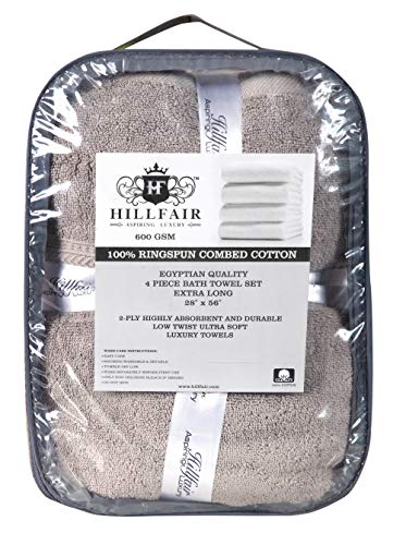 Hillfair 12-Piece Cotton Bath Towel Set - 600 GSM - Hotel Spa Towels - 2 Bath, 4 Hand, 6 Washcloths - Absorbent Soft Cotton - Khaki Stone - color: Stone, size: 12 Piece Towel Set