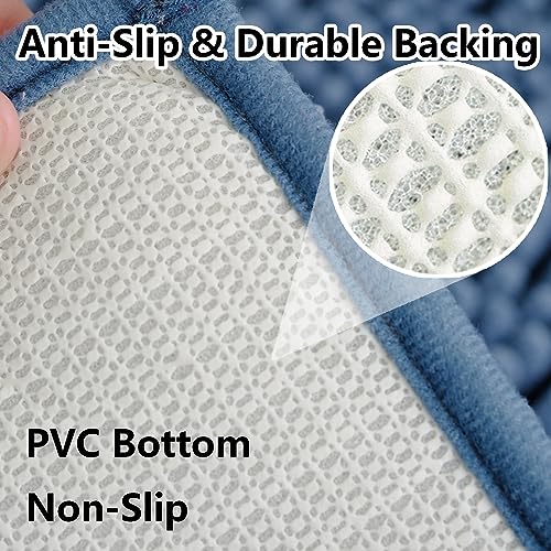 BOANKODU Bathroom Rugs Sets 2 Piece, Extra Soft Chenille Bath Mat Absorbent Bathroom Rug, Bathroom Mat with PVC Non-Slip Bottom, Machine Washable Bath Rugs (32x20 Inch + 24x16 Inch, Deep Blue) - color: Deep Blue, size: 16" x 24" + 20" x 32" (Rectangular)
