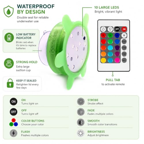 Underwater Remote Controlled LED Color Changing Light for Bathtub or spa - Battery Operated - Size 2.75 in.