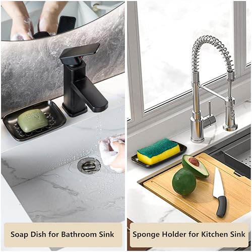Gomakren Soap Dish for Shower, Ceramic Bar Soap Holder with Honeycomb Design - Father's Day Soap Saver Tray for Bathroom Kitchen Sink, Sponge & Organizer Tray, Upscale Look, 5.5 Inch, Black - color: Black, size: Honeycomb