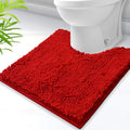 U-Shaped Toilet Rug, Chenille Contour Bathroom Mat, Non-Slip PVC Backing, Machine Washable, 20x20, Red - color: Red, size: 1'8" x 1'8" (20"x 20"U)