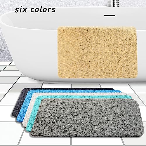 Asvin Soft Textured Bath, Shower, Tub Mat, 24x16 Inch, Phthalate Free, Non Slip Comfort Bathtub Mats with Drain, PVC Loofah Bathroom Mats for Wet Areas, Quick Drying - color: Blue, size: 24" x 16" (Rectangular)